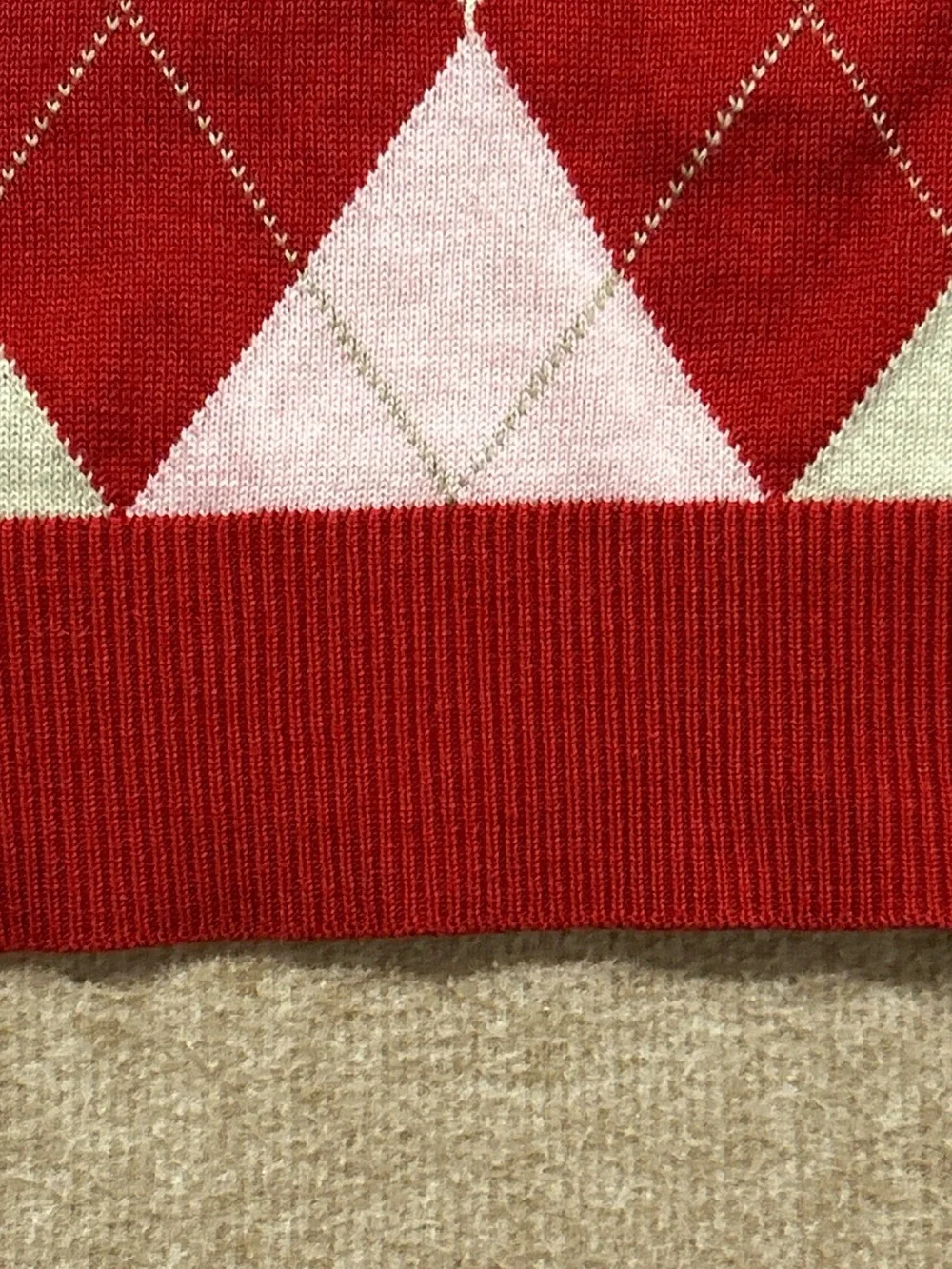 Banana Republic Red Argyle V-Neck Sweater